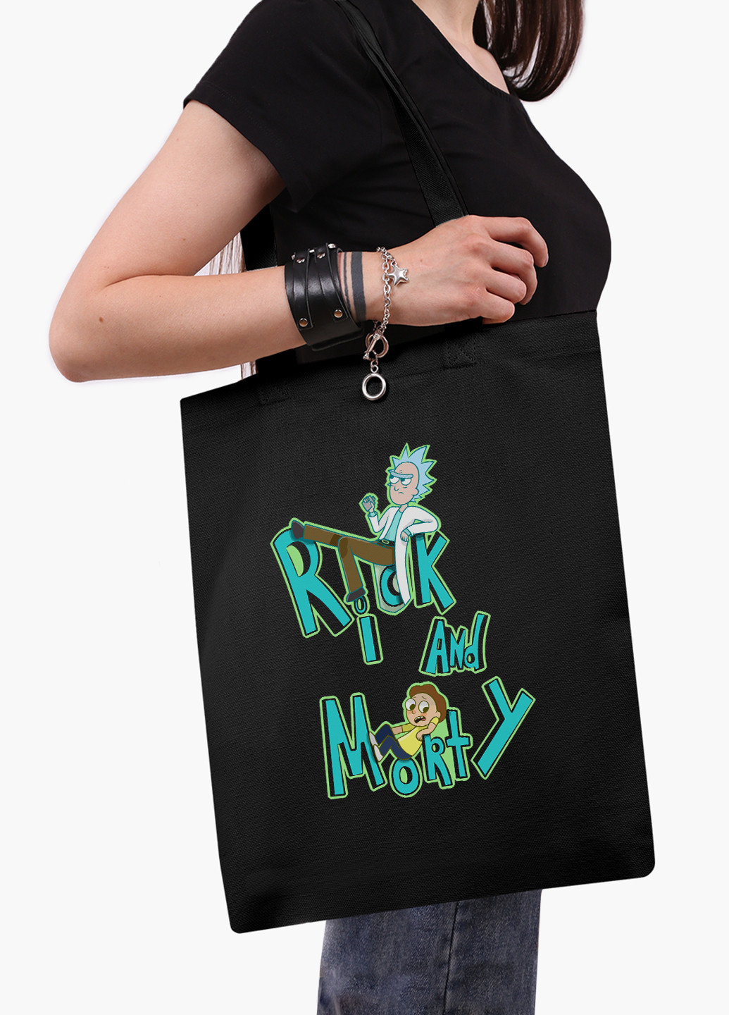 Эко сумка шоппер Рик Санчез и Морти Смит Рик и Морти (Rick and Morty) на молнии (9227-2939-BKZ) MobiPrint (236265378)