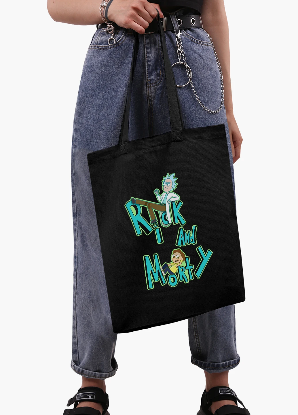 Эко сумка шоппер Рик Санчез и Морти Смит Рик и Морти (Rick and Morty) на молнии (9227-2939-BKZ) MobiPrint (236265378)