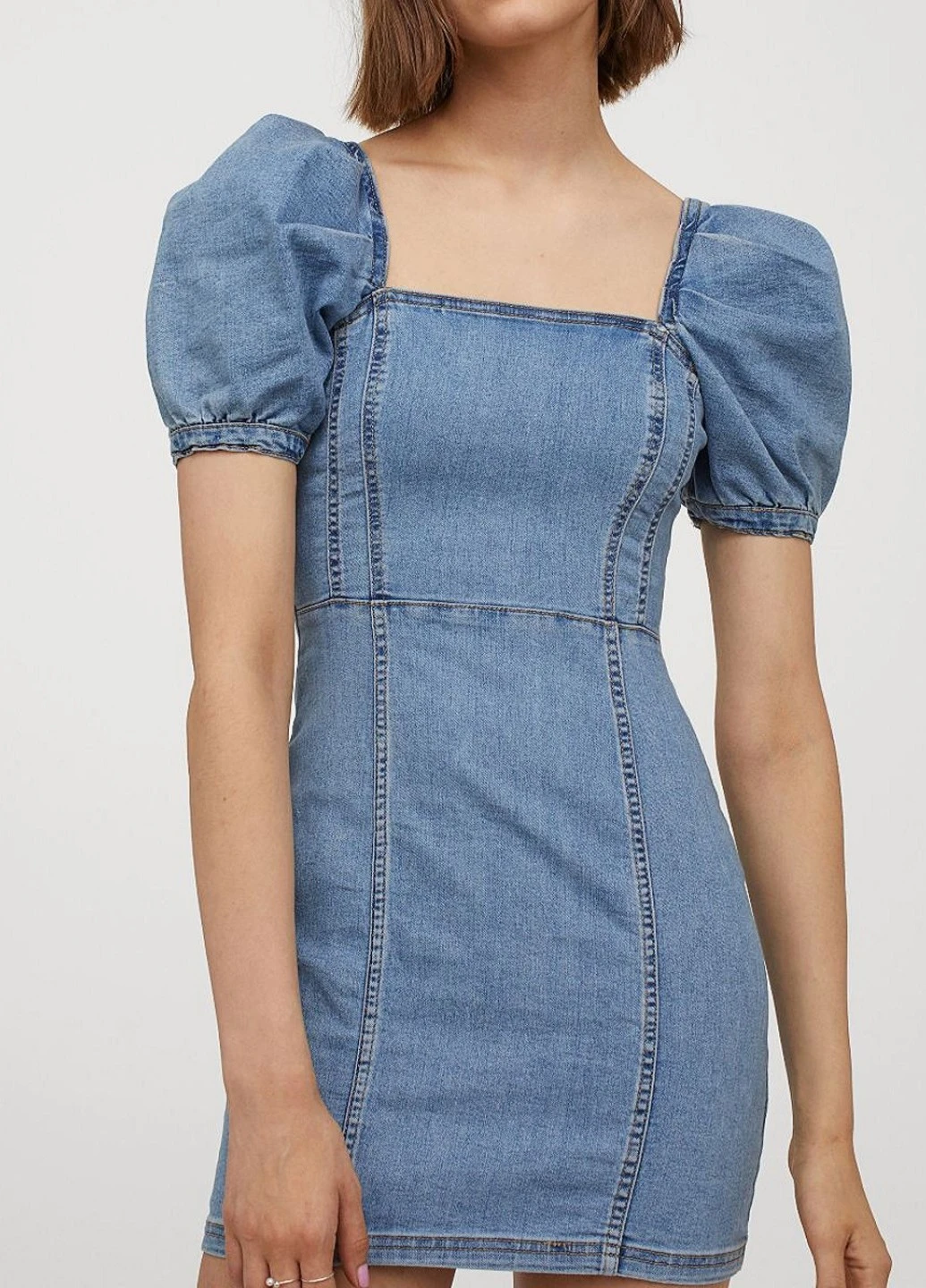 Синее платье H&M однотонное