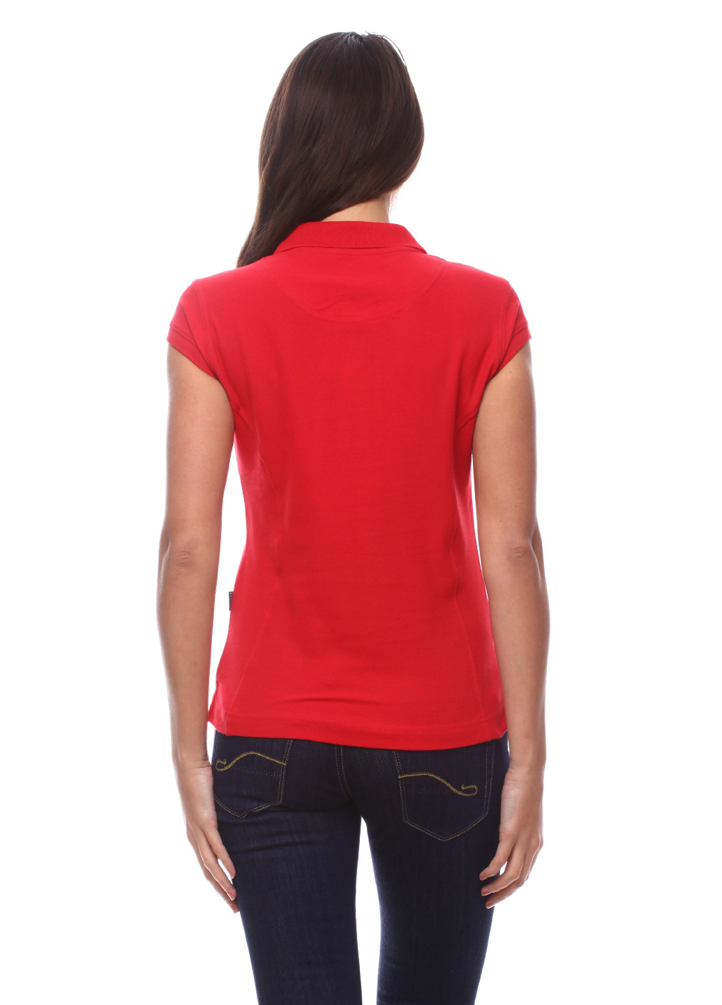 Красная женская футболка-поло James Harvest