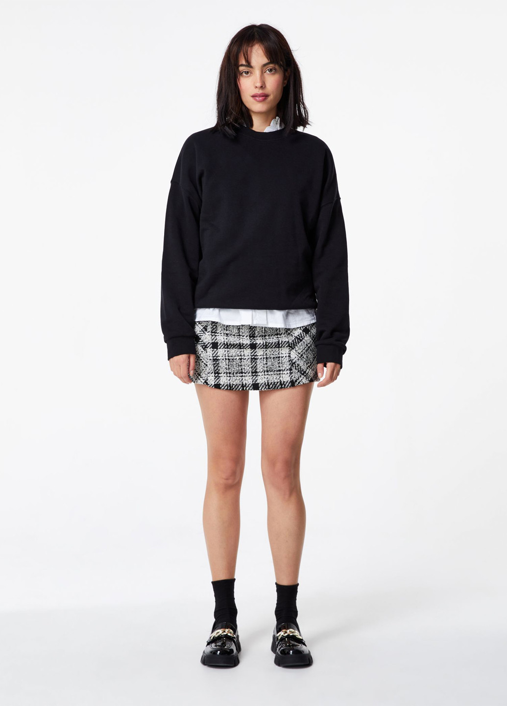 Черно-белая кэжуал в клетку юбка Jennyfer карандаш