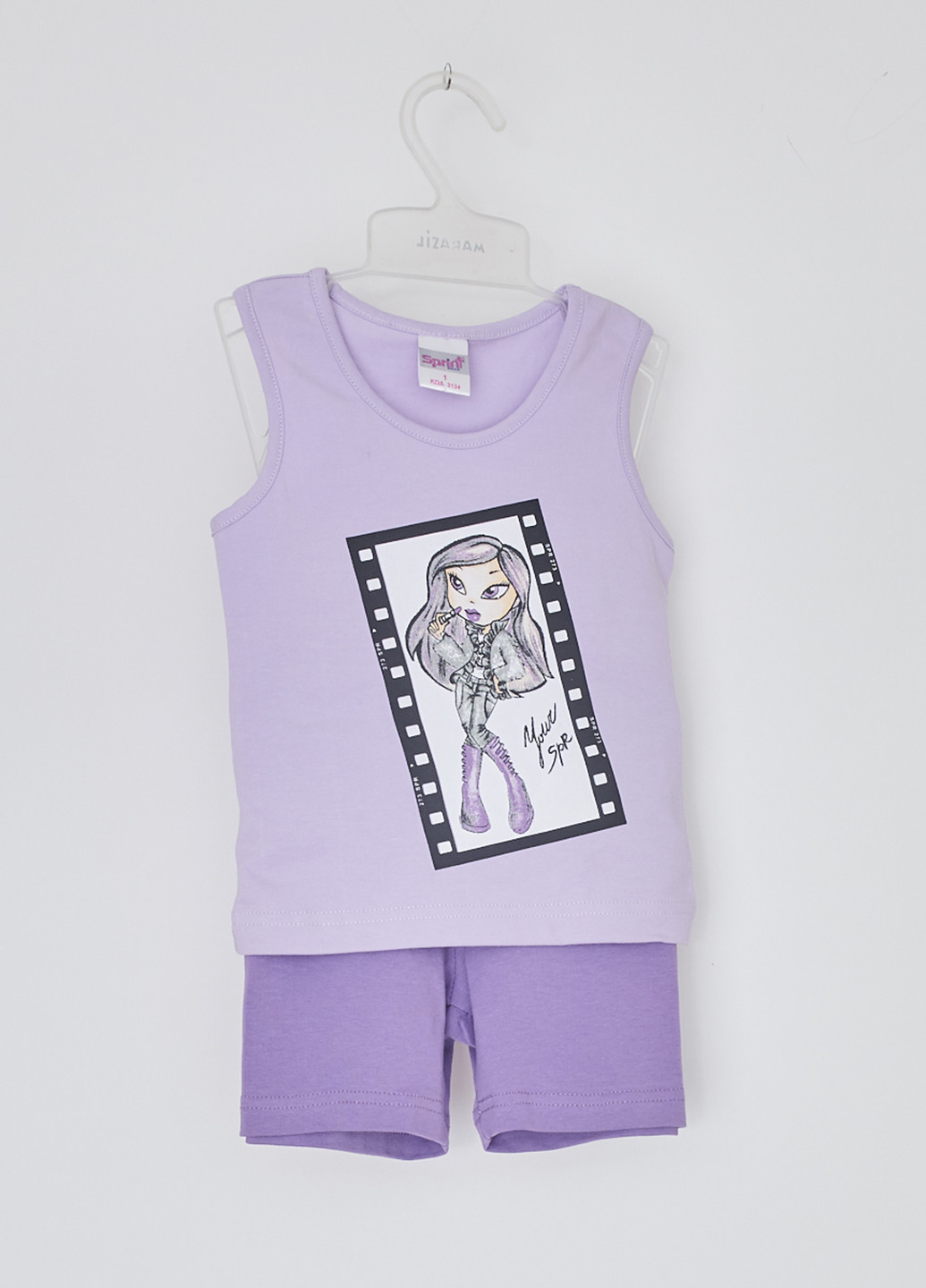 Светло-фиолетовый летний комплект (майка, шорты) Sprint