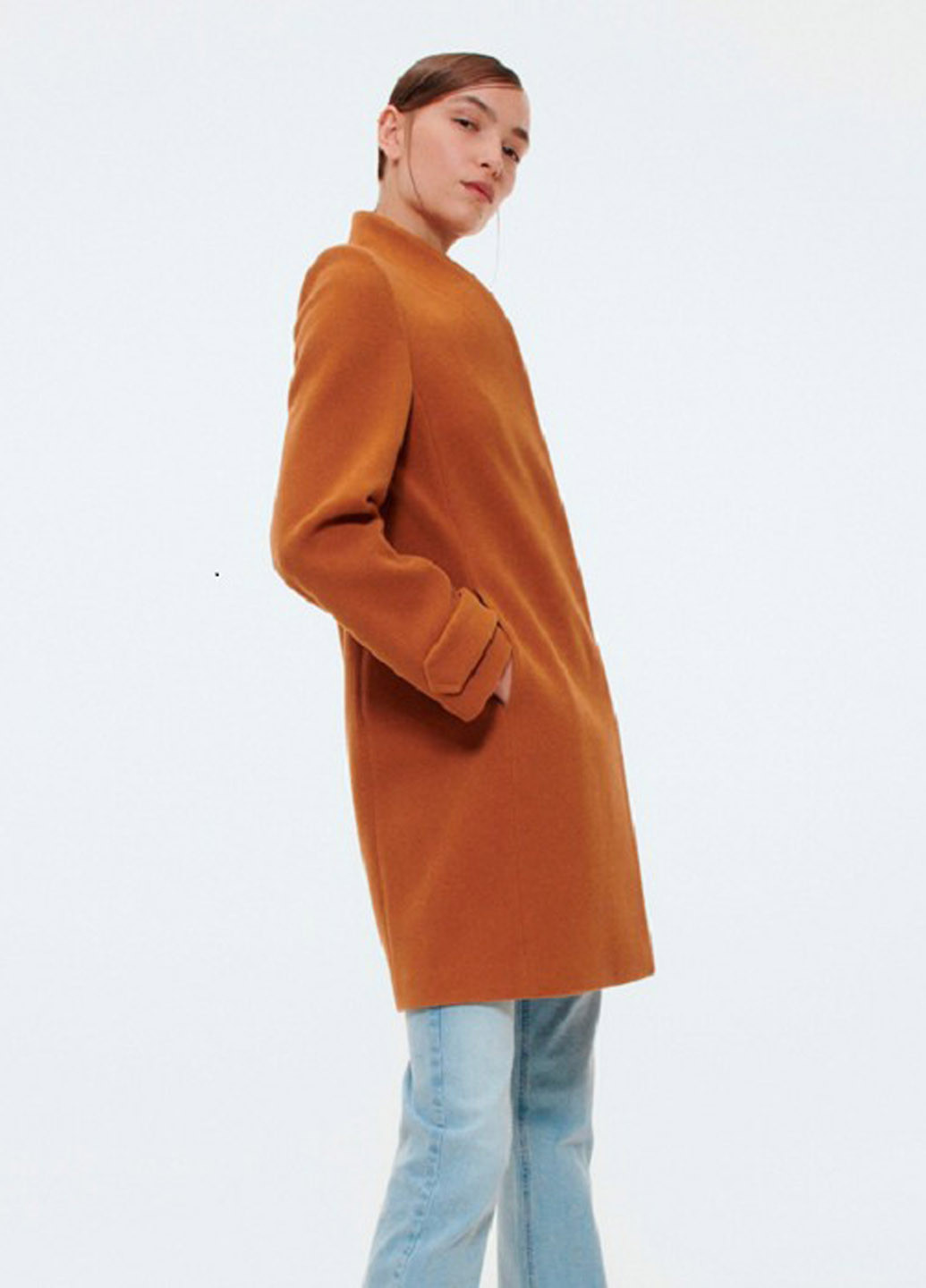 Оранжевое демисезонное Пальто однобортное Reserved