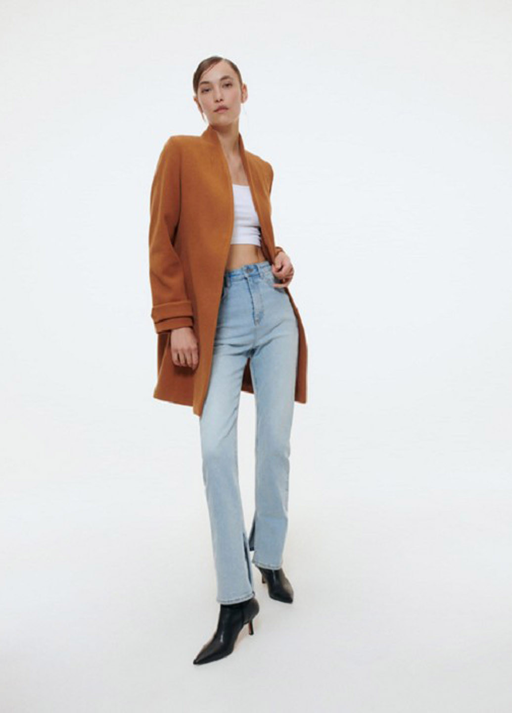 Оранжевое демисезонное Пальто однобортное Reserved