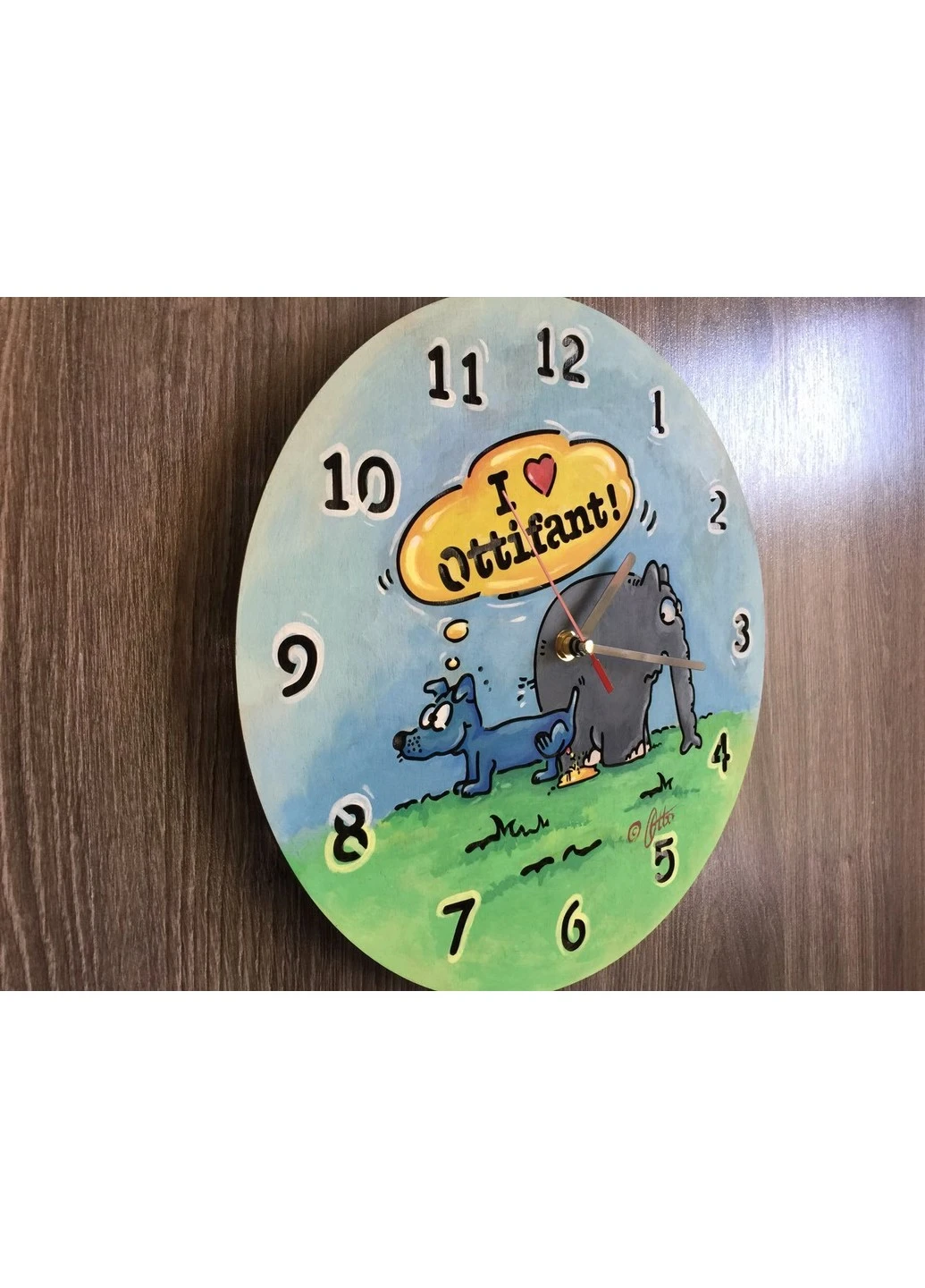 Кольоровий хендмейд годинник з дерева "Слоник Оттіфантен" 7Arts (253566371)