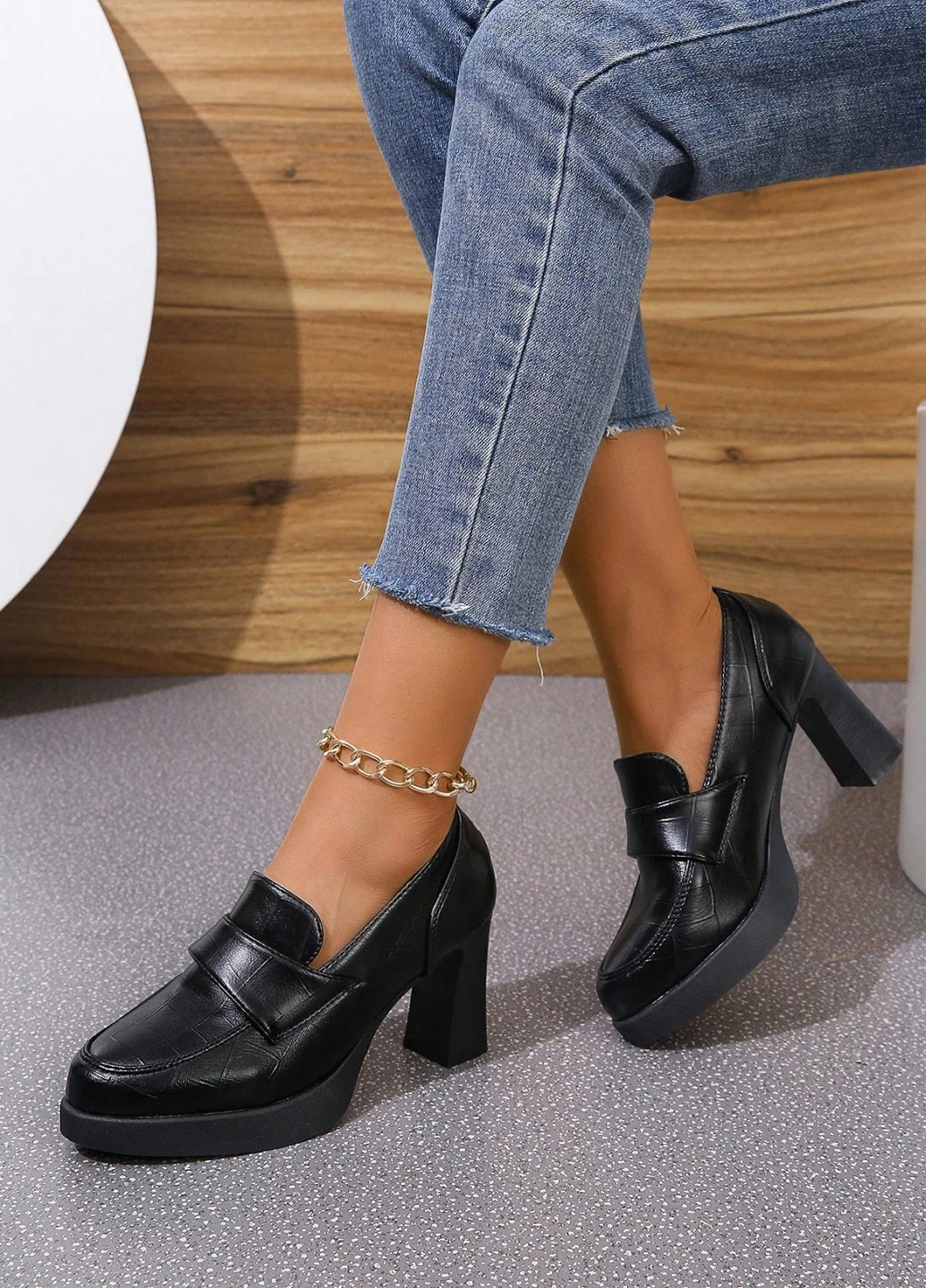 SHEIN Туфлі лофери чорний з штучна шкіра, китай — демісезон (323082911)
