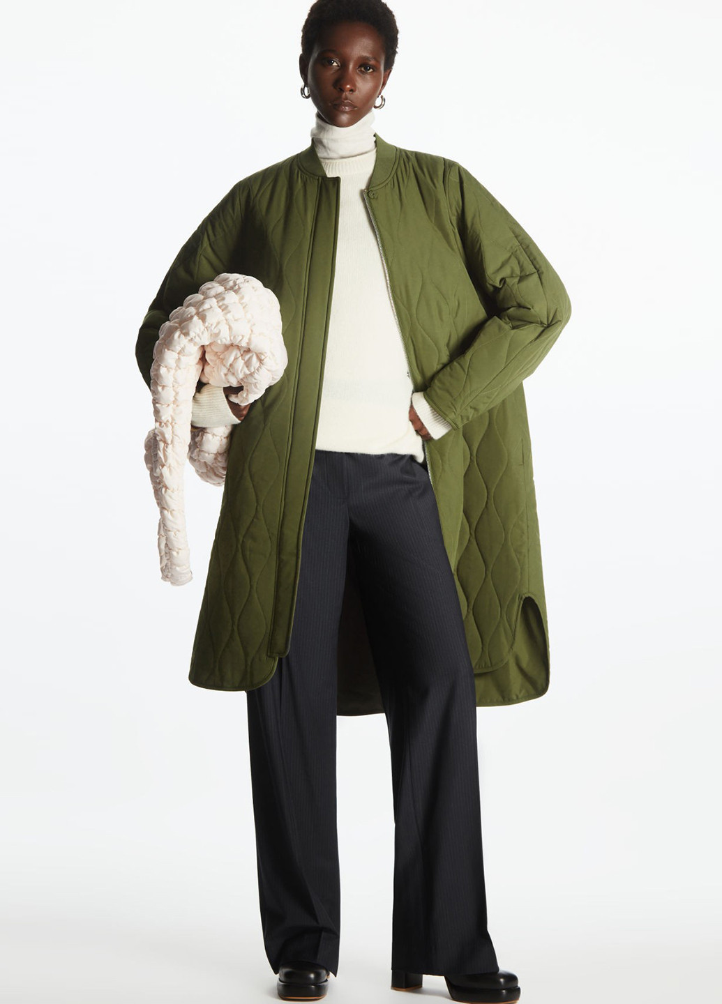 Оливкова (хакі) демісезонна куртка двохстороння Cos