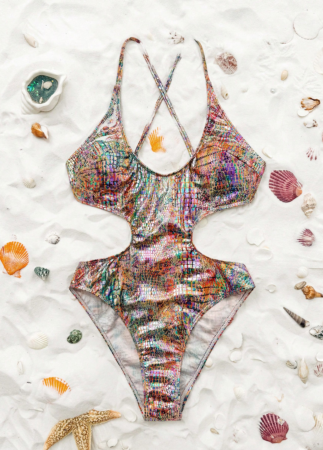 Комбинированный летний купальник слитный, монокини SHEIN