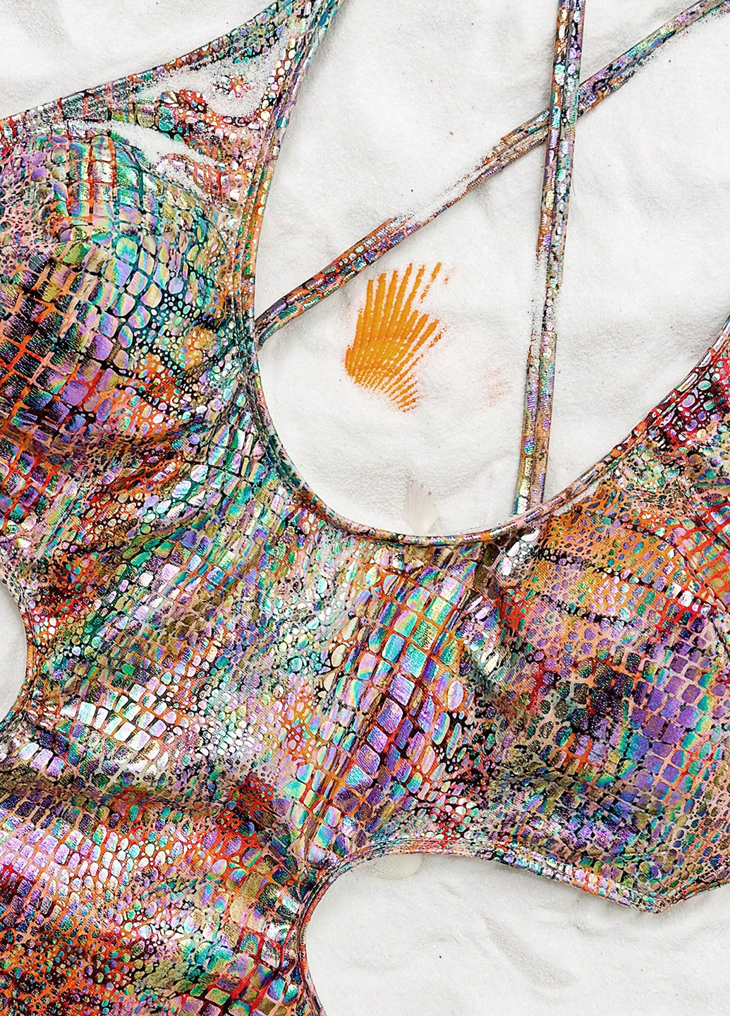 Комбинированный летний купальник слитный, монокини SHEIN