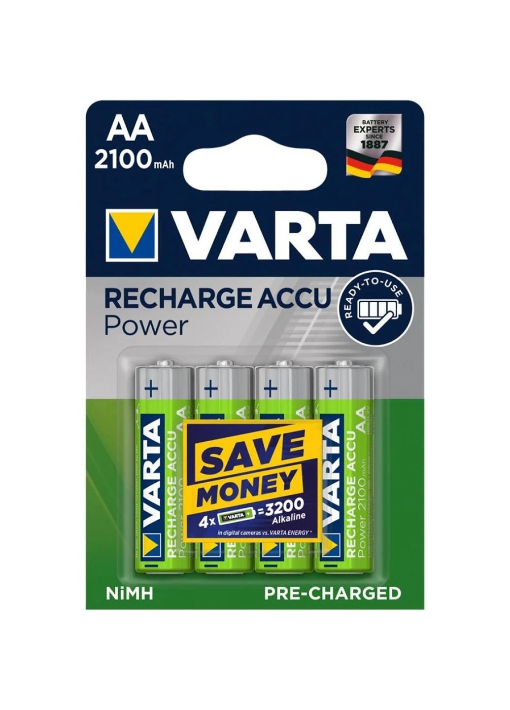 Батарея AA Long Life Accu 2100mah * 4 Ni-MH (готовий 2 використання) (56706101404) Varta (251420286)