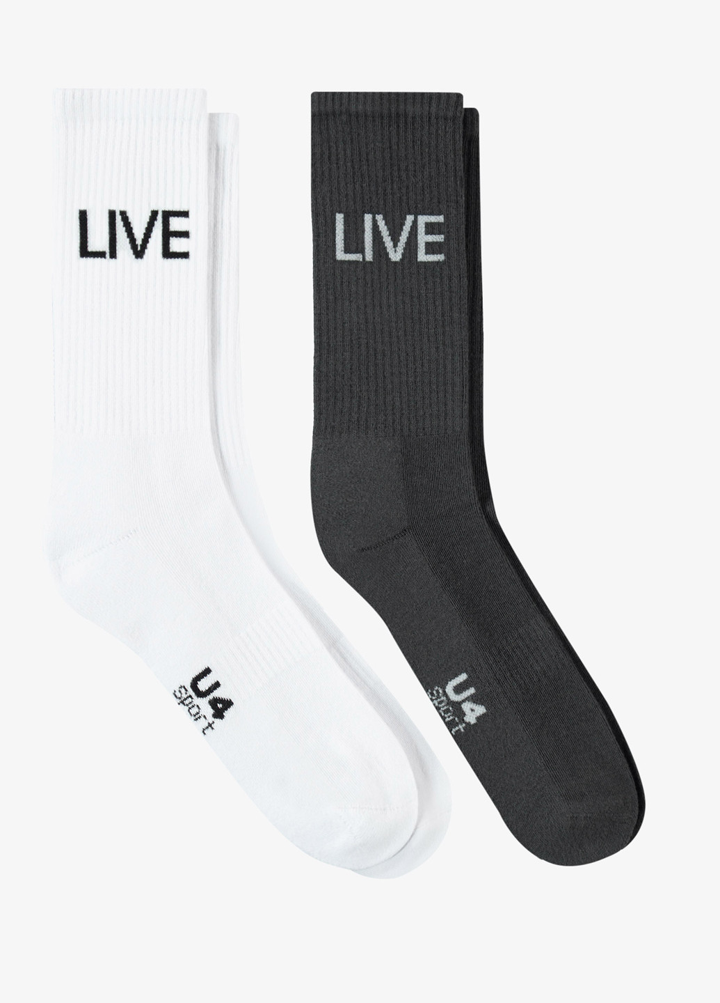 Чёрно-белых носки (2 пары) UNITED4 надписи (329058725)