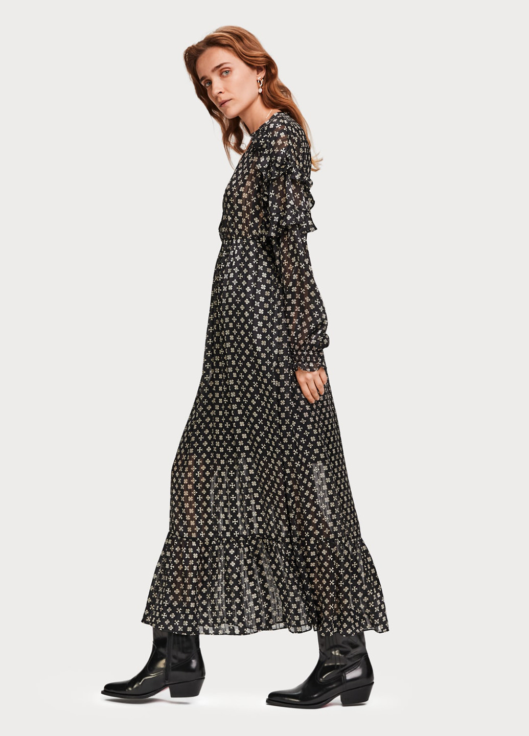 Чорна кежуал плаття, сукня Scotch & Soda з геометричним візерунком