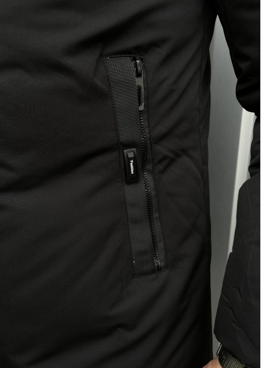Чорна зимня куртка зимова KFGL подовжене пальто 307
