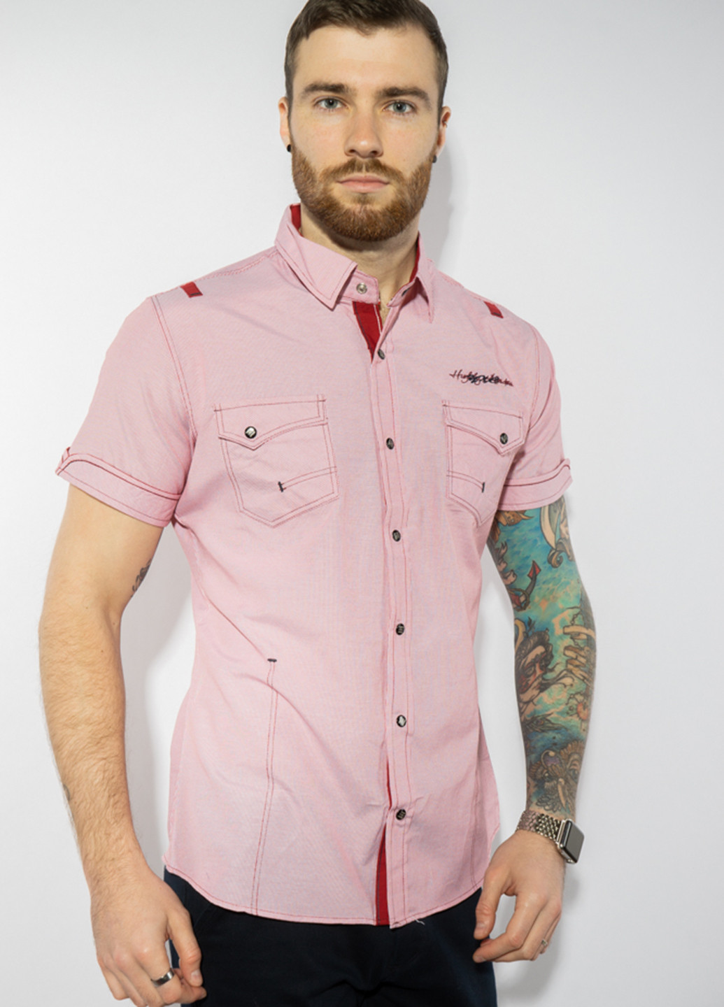 Розовая кэжуал рубашка однотонная Time of Style
