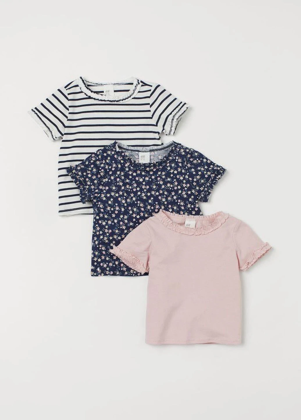 Пудровая летняя футболка H&M