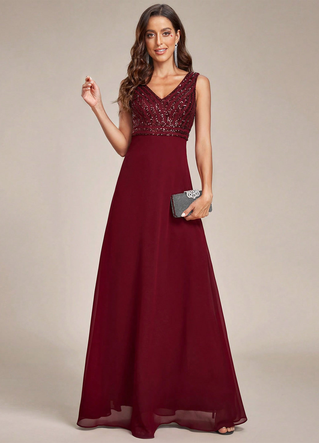 Бордова вечірня сукня кльош SHEIN однотонна