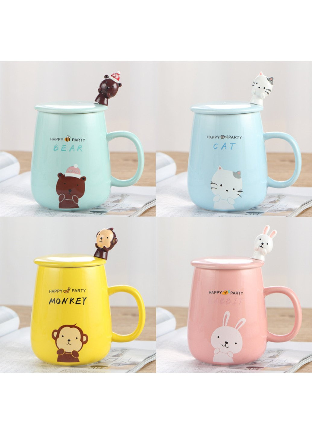 Кружка з кришкою та ложкою Мавпа 6969 400 мл жовта Power (254454518)