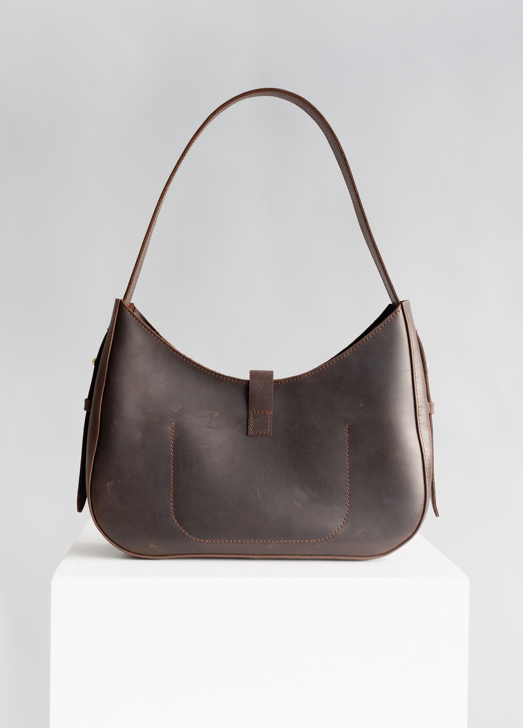 Жіноча сумка-трапеція із натуральної шкіри з легким матовим ефектом чорного кольору Boorbon (253342355)