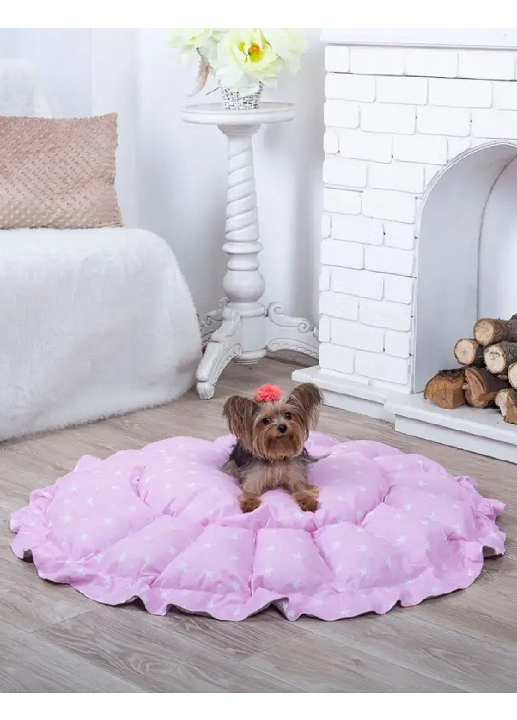 Лежак лежанка для котів та собак корзина спальне місце d 100 см (7946534-De) Сірий з рожевим Francesco Marconi (250472310)