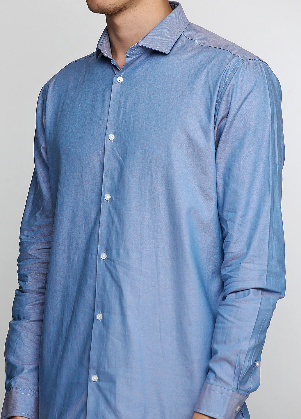 Серо-голубой кэжуал рубашка перец с солью Cedar Wood State с длинным рукавом