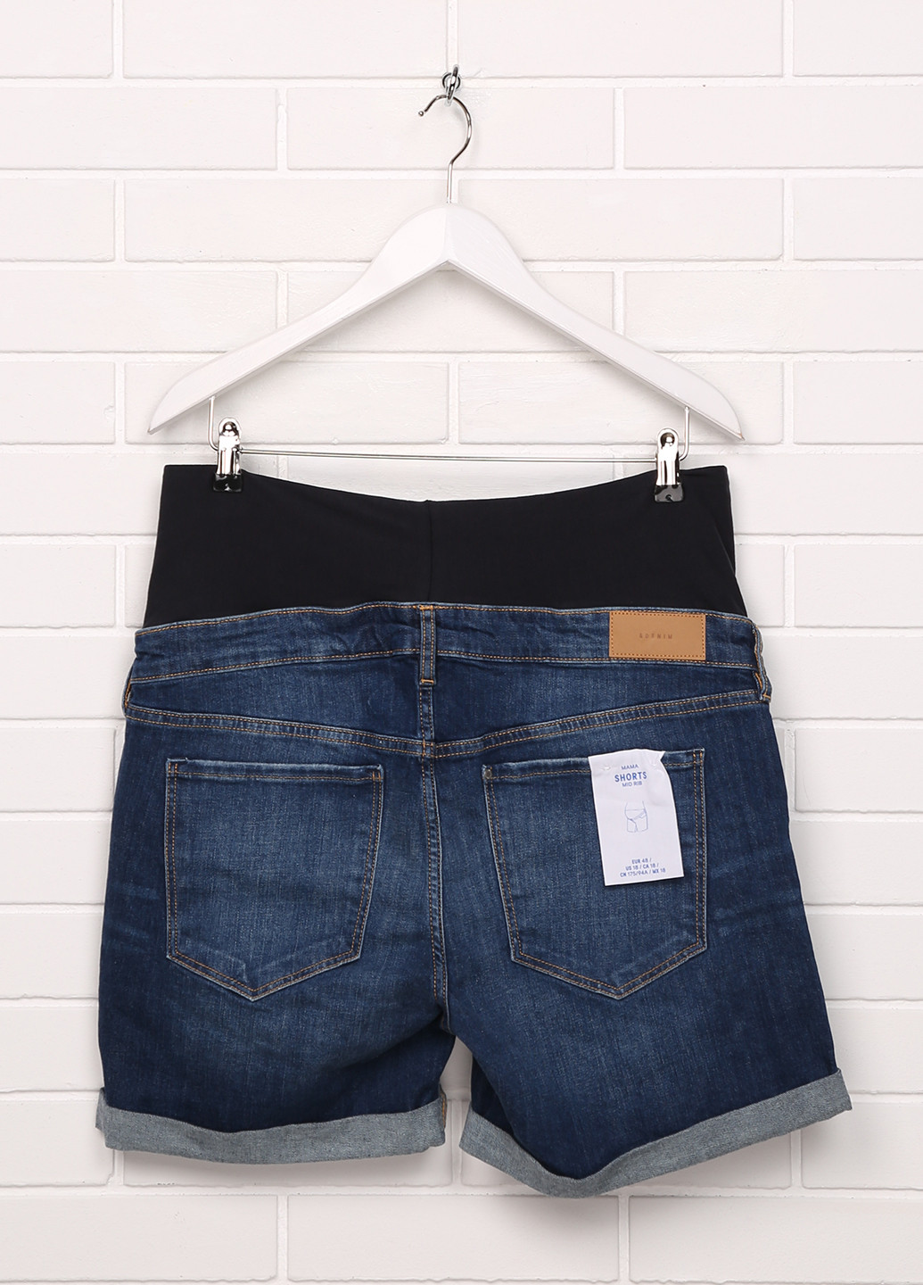 Шорты для беременных H&M однотонные тёмно-синие джинсовые