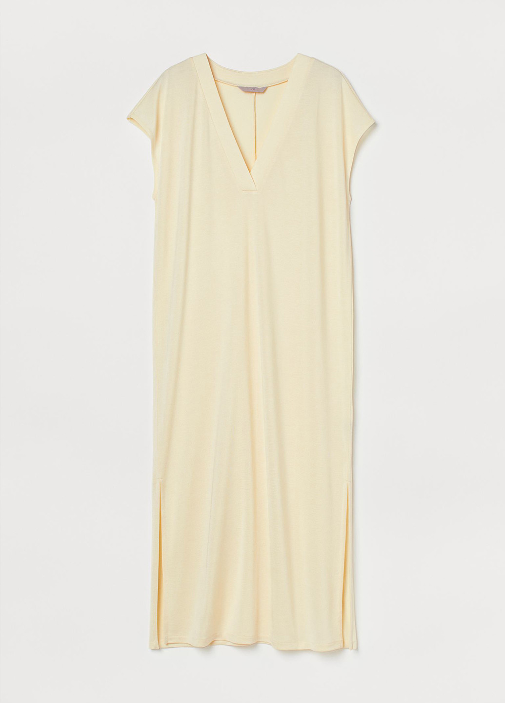 Светло-желтое кэжуал платье а-силуэт H&M однотонное