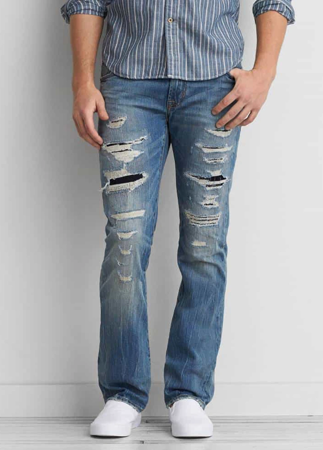 Синие демисезонные прямые джинсы American Eagle