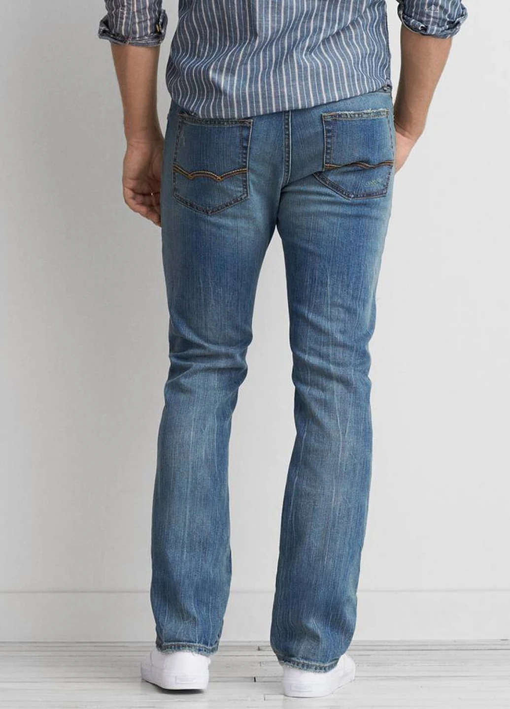 Синие демисезонные прямые джинсы American Eagle
