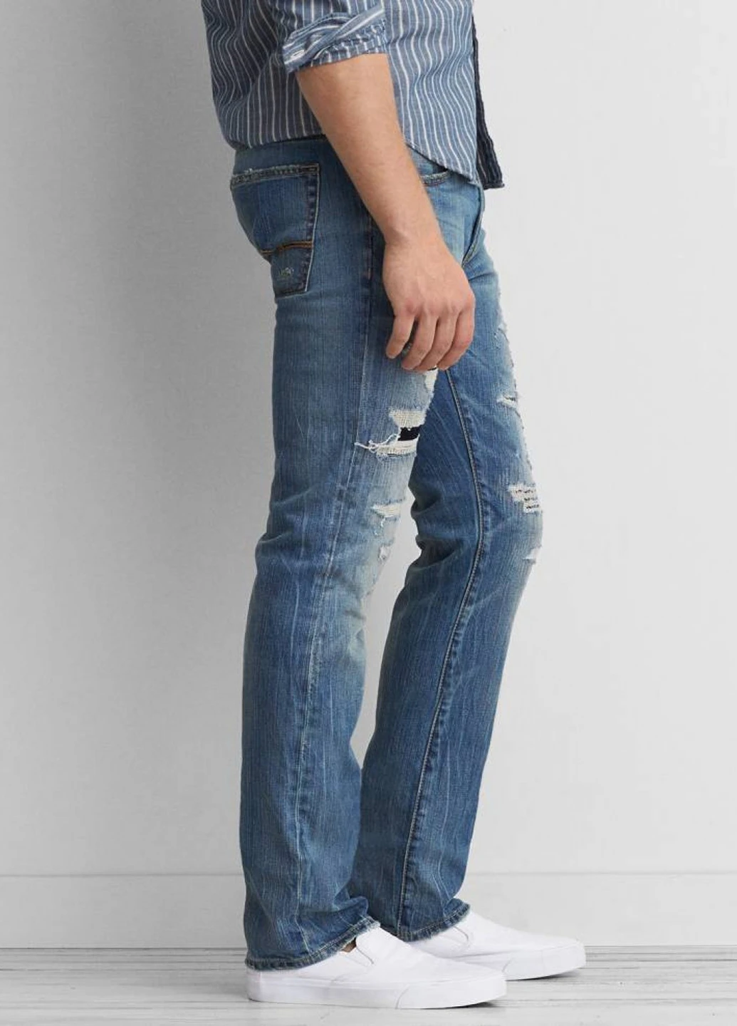 Синие демисезонные прямые джинсы American Eagle