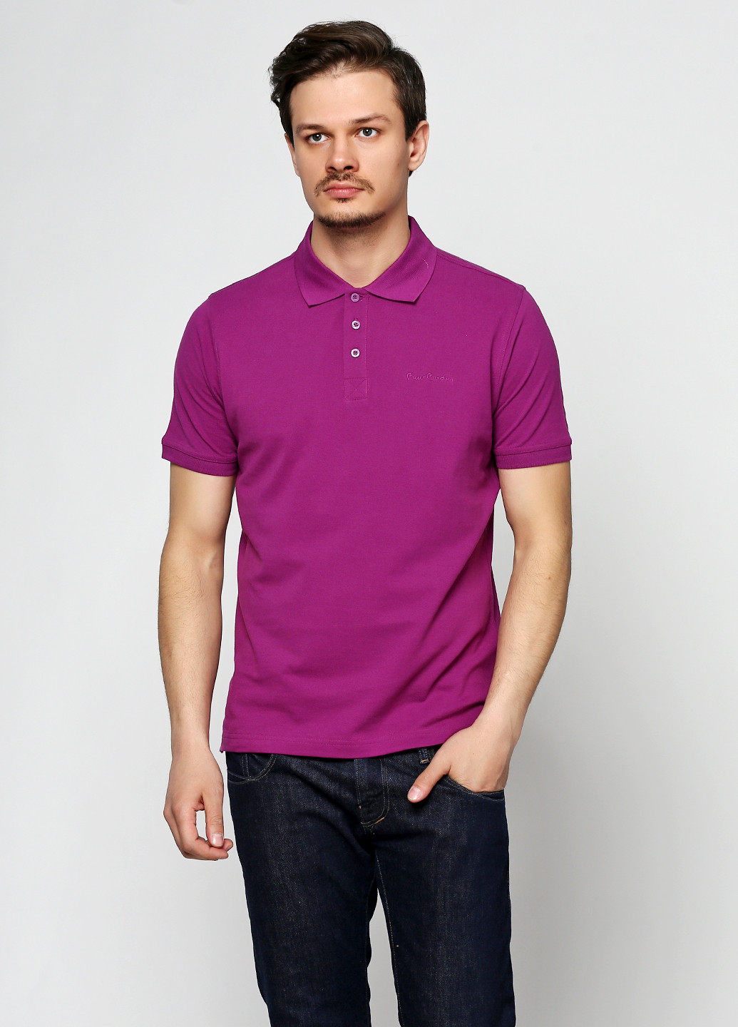 Фиолетовая футболка-поло для мужчин Pierre Cardin однотонная