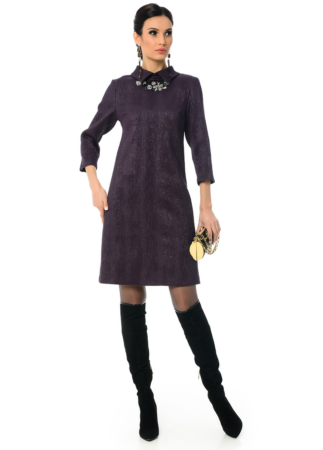 Фиолетовое коктейльное платье а-силуэт Iren Klairie однотонное