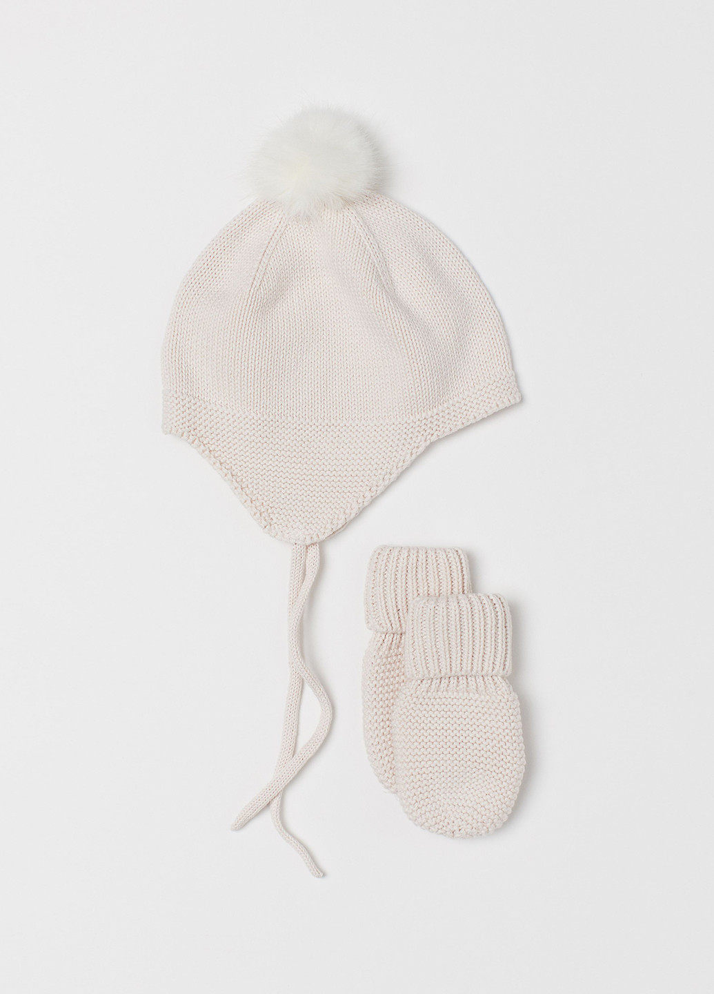 Пудровий зимній комплект (шапка, рукавиці) H&M