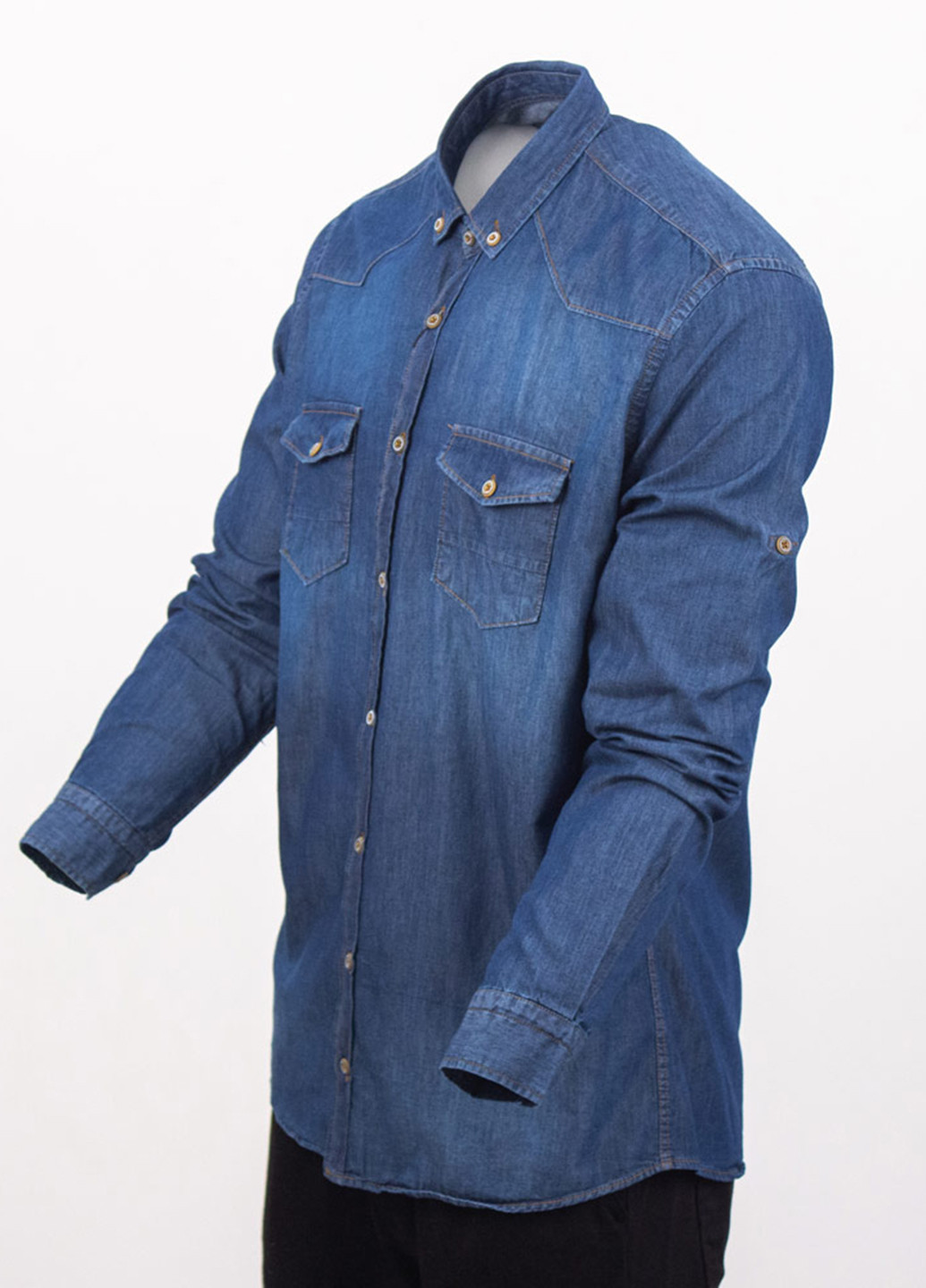 Темно-синяя джинсовая рубашка однотонная Frenzy