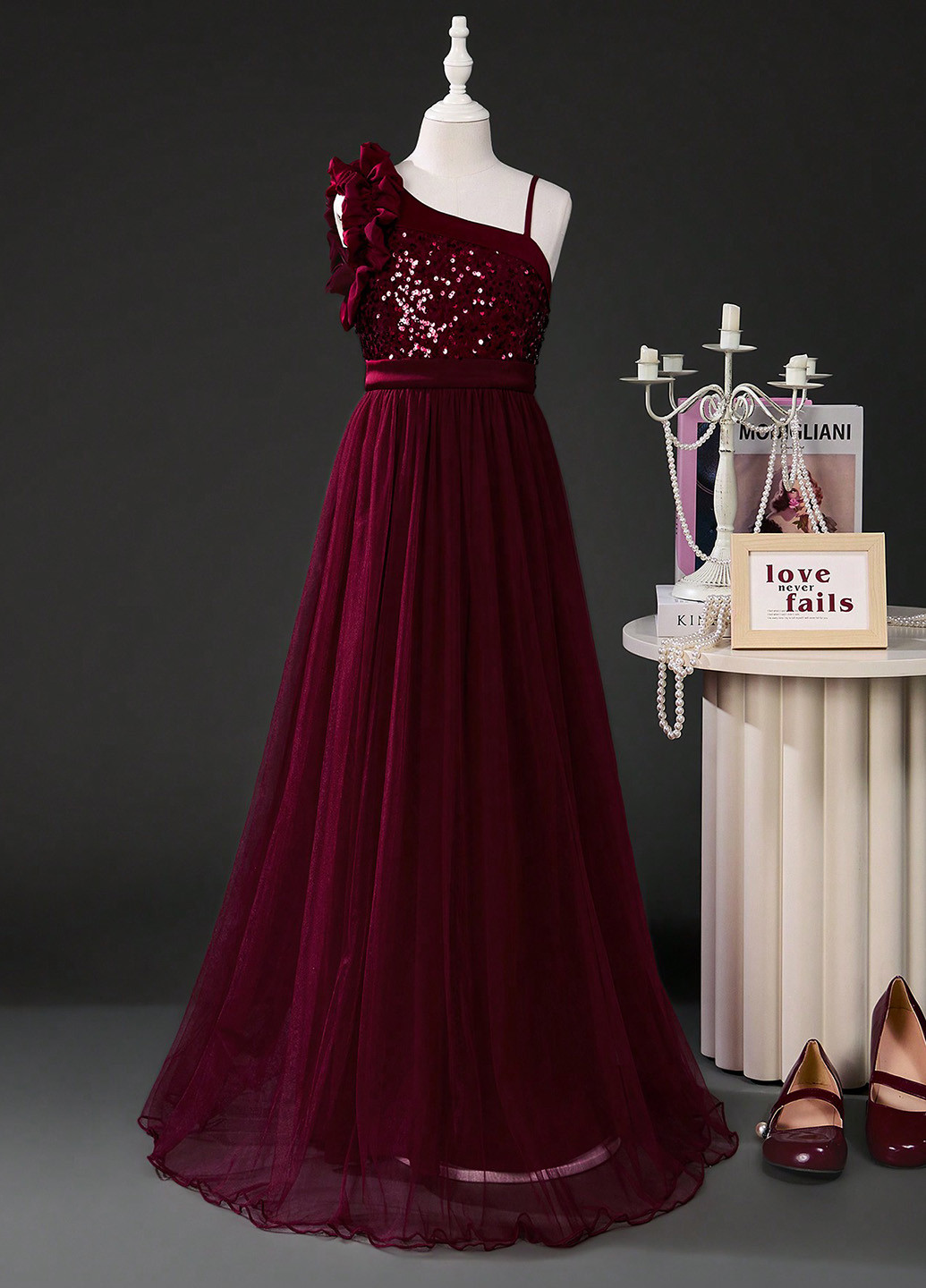 Бордова сукня SHEIN (342965230)