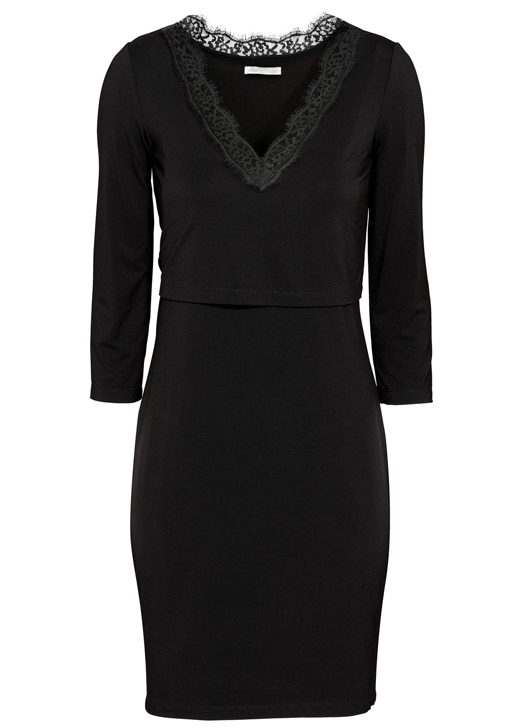 Черное кэжуал платье для кормящих футляр H&M фактурное