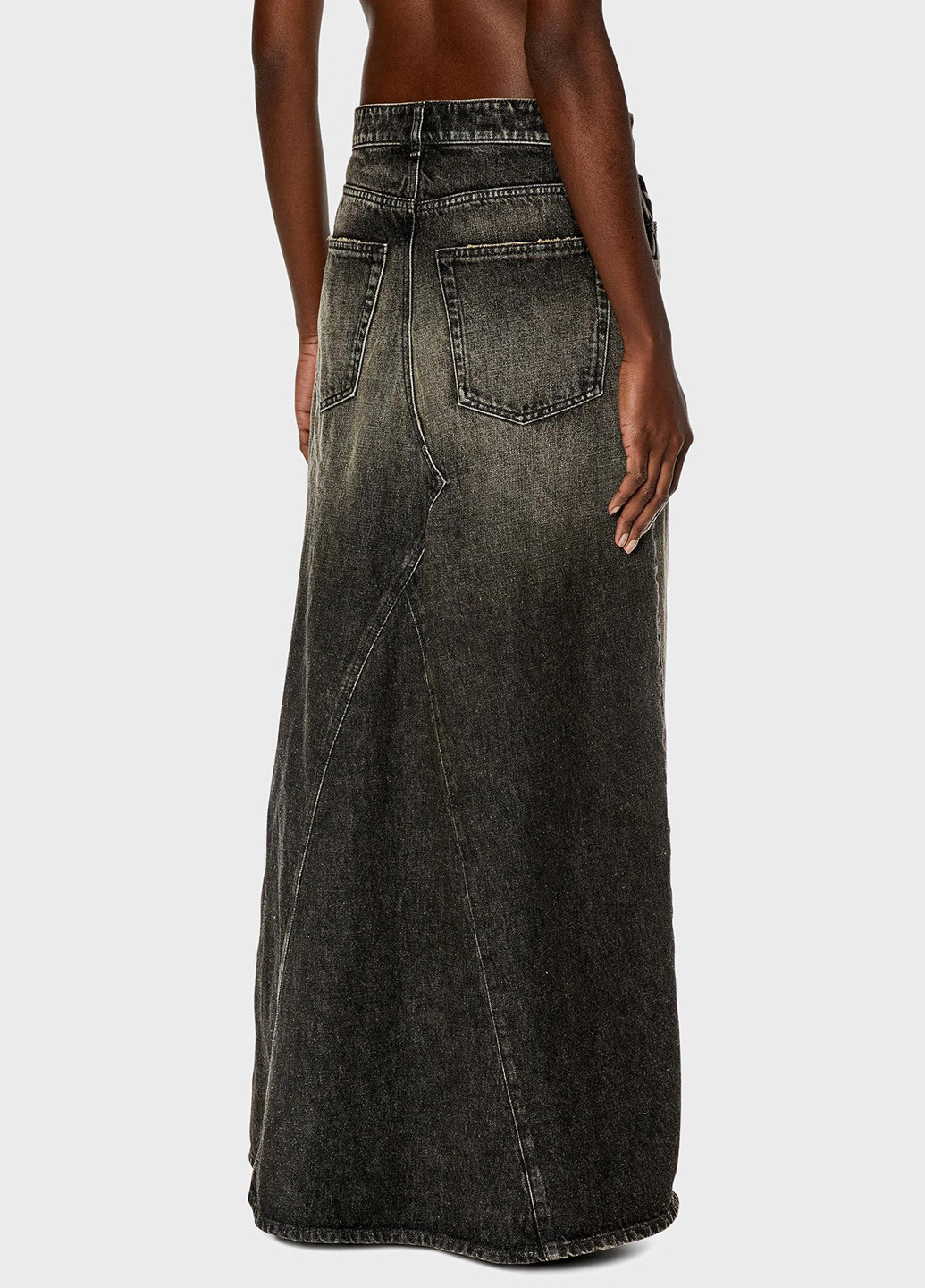 Темно-серая джинсовая однотонная юбка Diesel а-силуэта (трапеция)