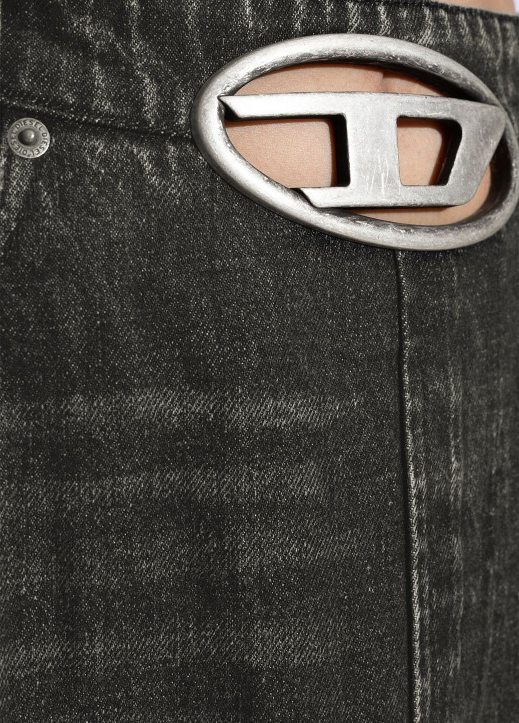 Темно-серая джинсовая однотонная юбка Diesel а-силуэта (трапеция)