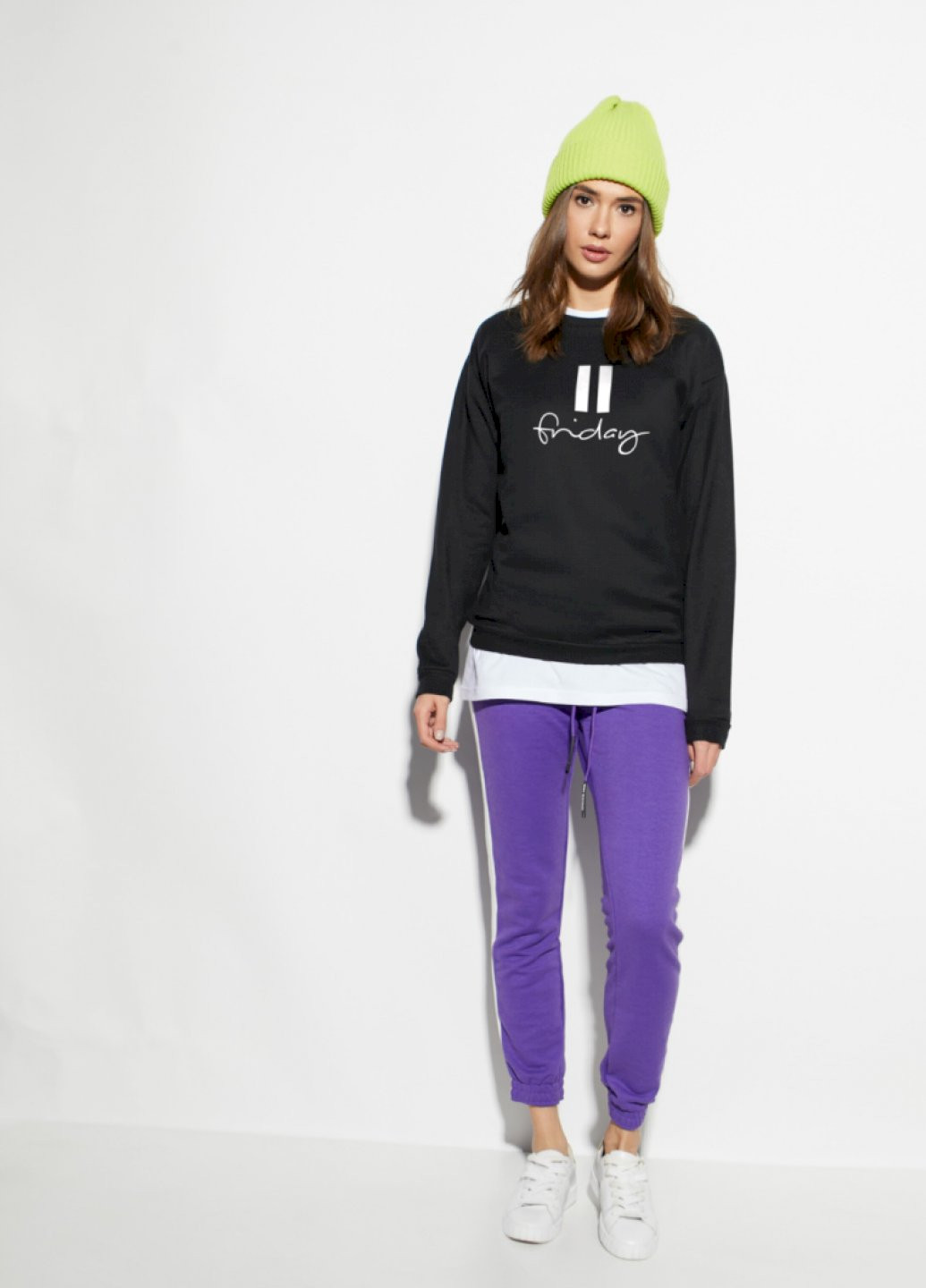 Чорний світшот жіночий /no flis/ YAPPI малюнок (251467766)