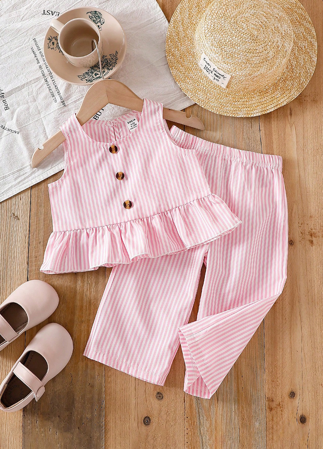 Рожевий літній костюм (топ, штани) SHEIN