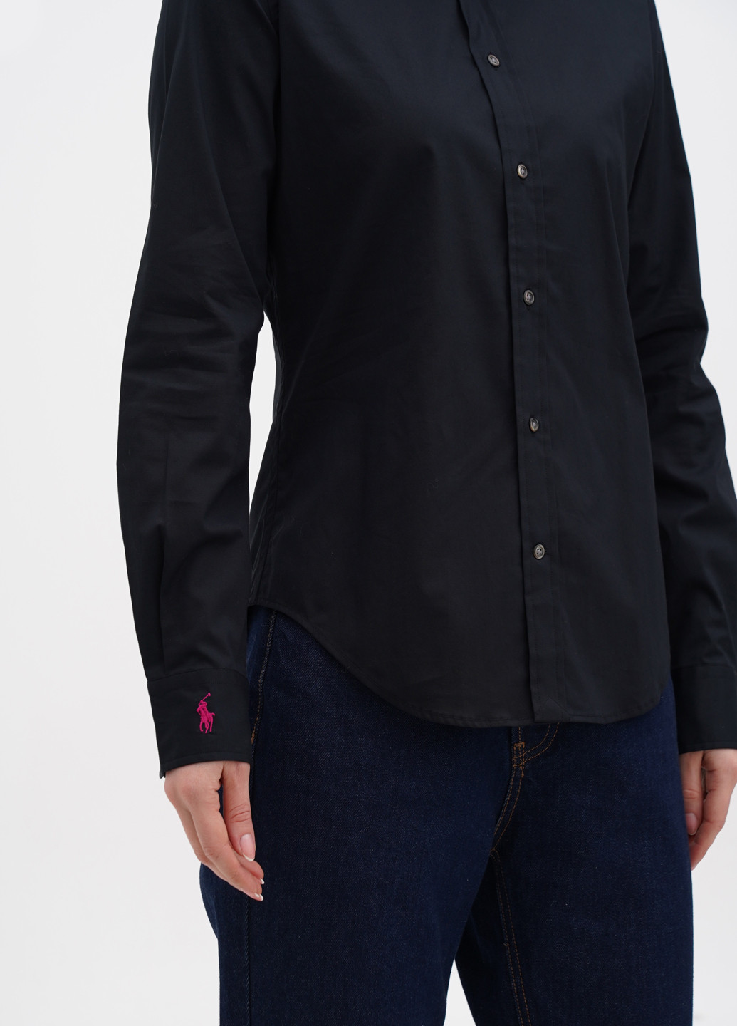 Черная кэжуал рубашка однотонная Ralph Lauren