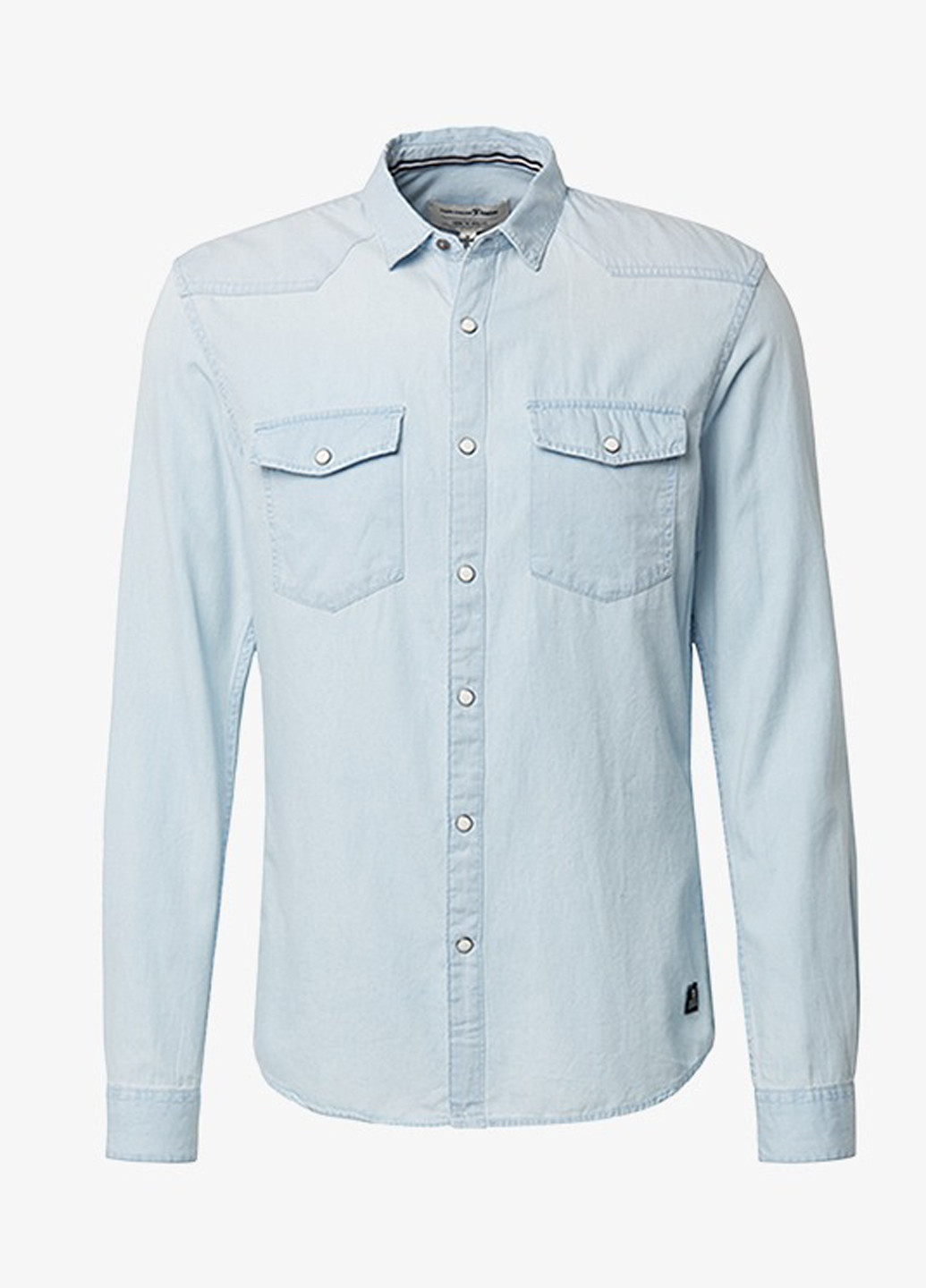Голубой джинсовая рубашка однотонная Tom Tailor