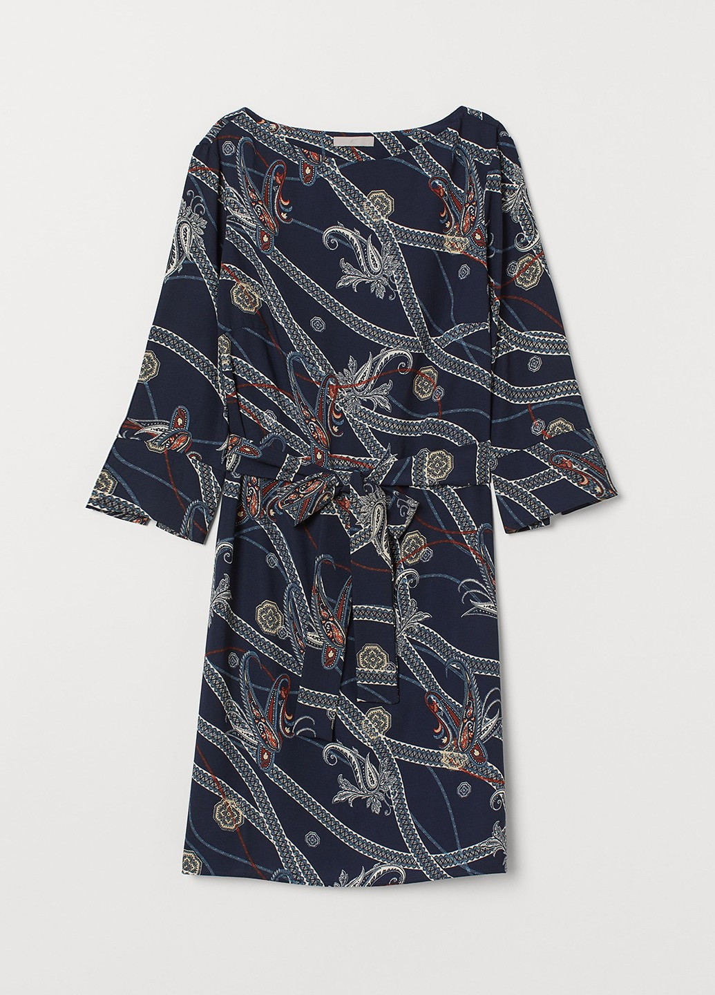 Темно-синее кэжуал платье клеш H&M с абстрактным узором