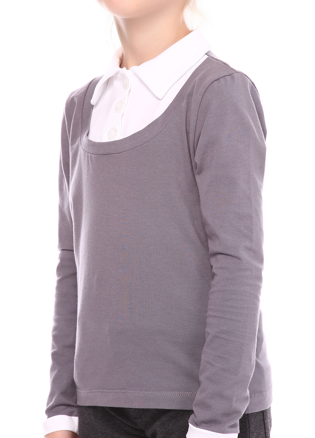 Серая кэжуал рубашка однотонная Vidoli с длинным рукавом