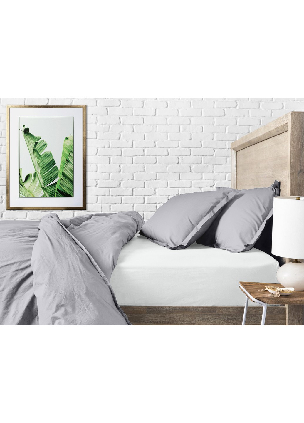 Комплект євро постільної білизни RANFORS GREY WINTER WOOD NIGHT White (2 наволочки 50х70 у подарунок) Cosas (251281511)