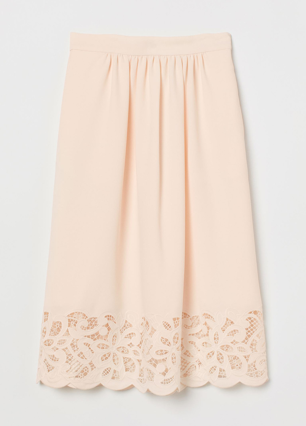 Персиковая кэжуал однотонная юбка H&M а-силуэта (трапеция)