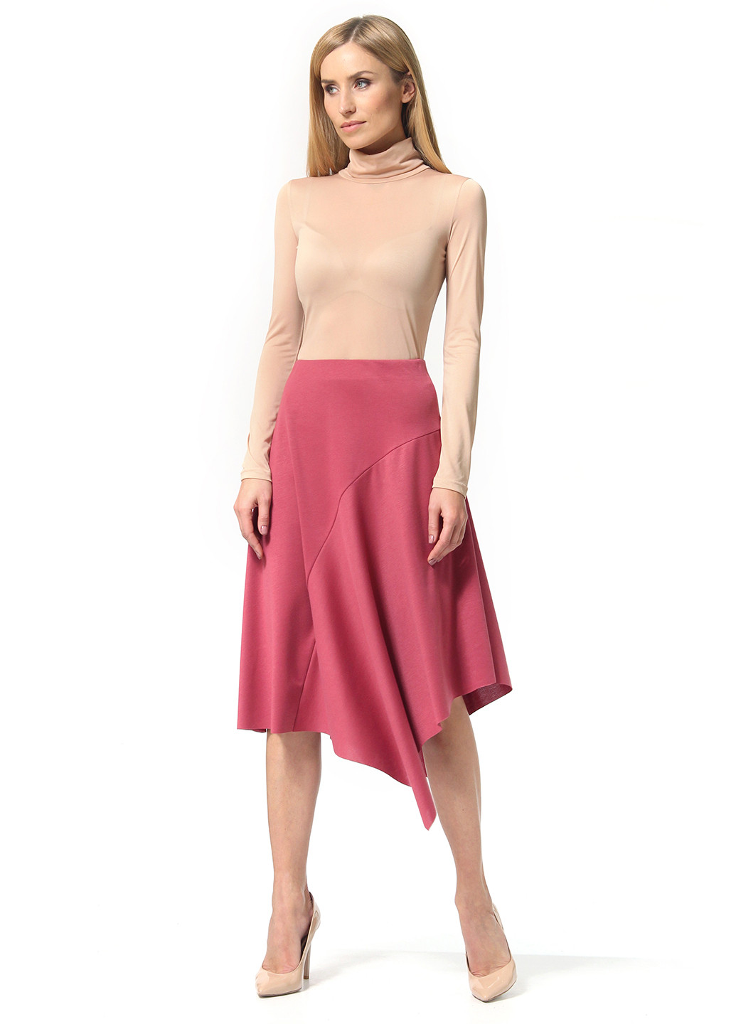Розовая кэжуал однотонная юбка Lada Lucci а-силуэта (трапеция)