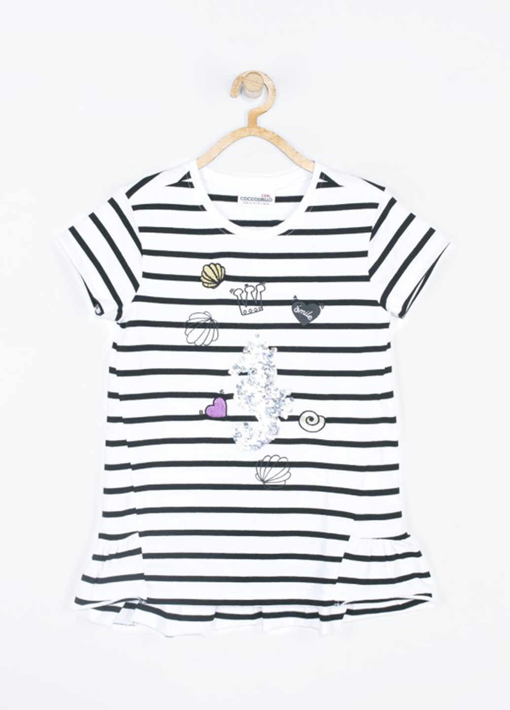 Чорно-біла літня футболка Coccodrillo