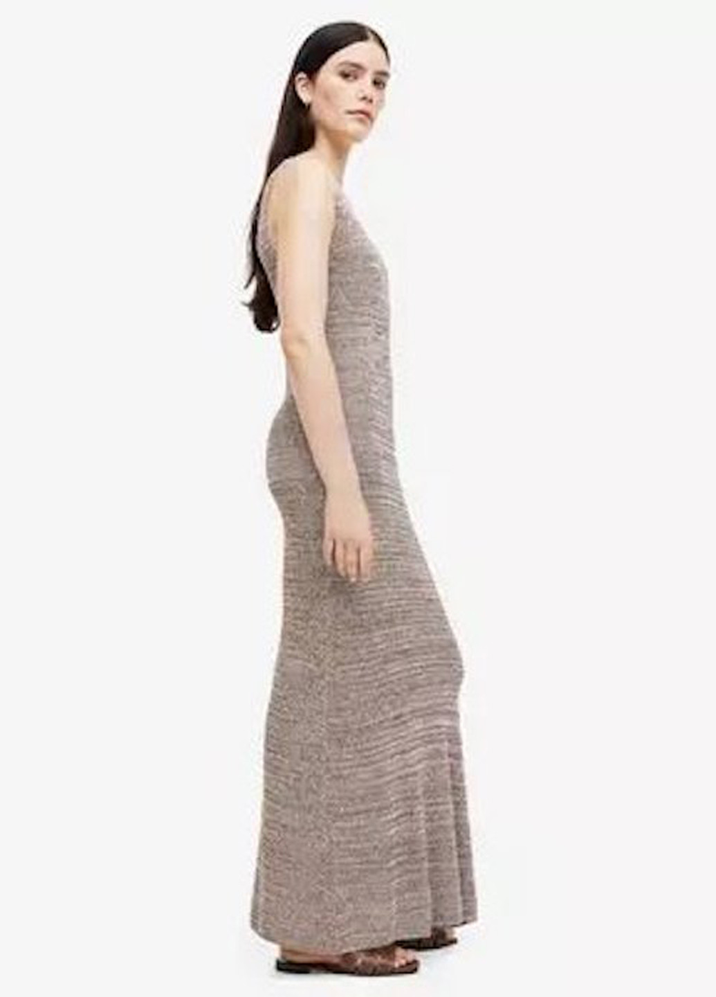 Коричневое кэжуал платье H&M меланжевое