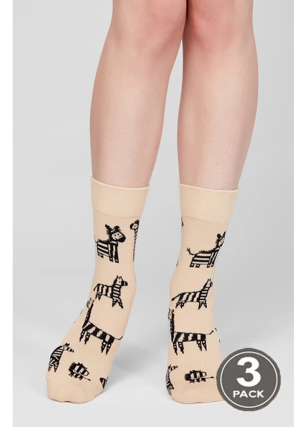 Бежевые носки женские хлопковые socks 114 (3пары) Legs рисунки (254993890)
