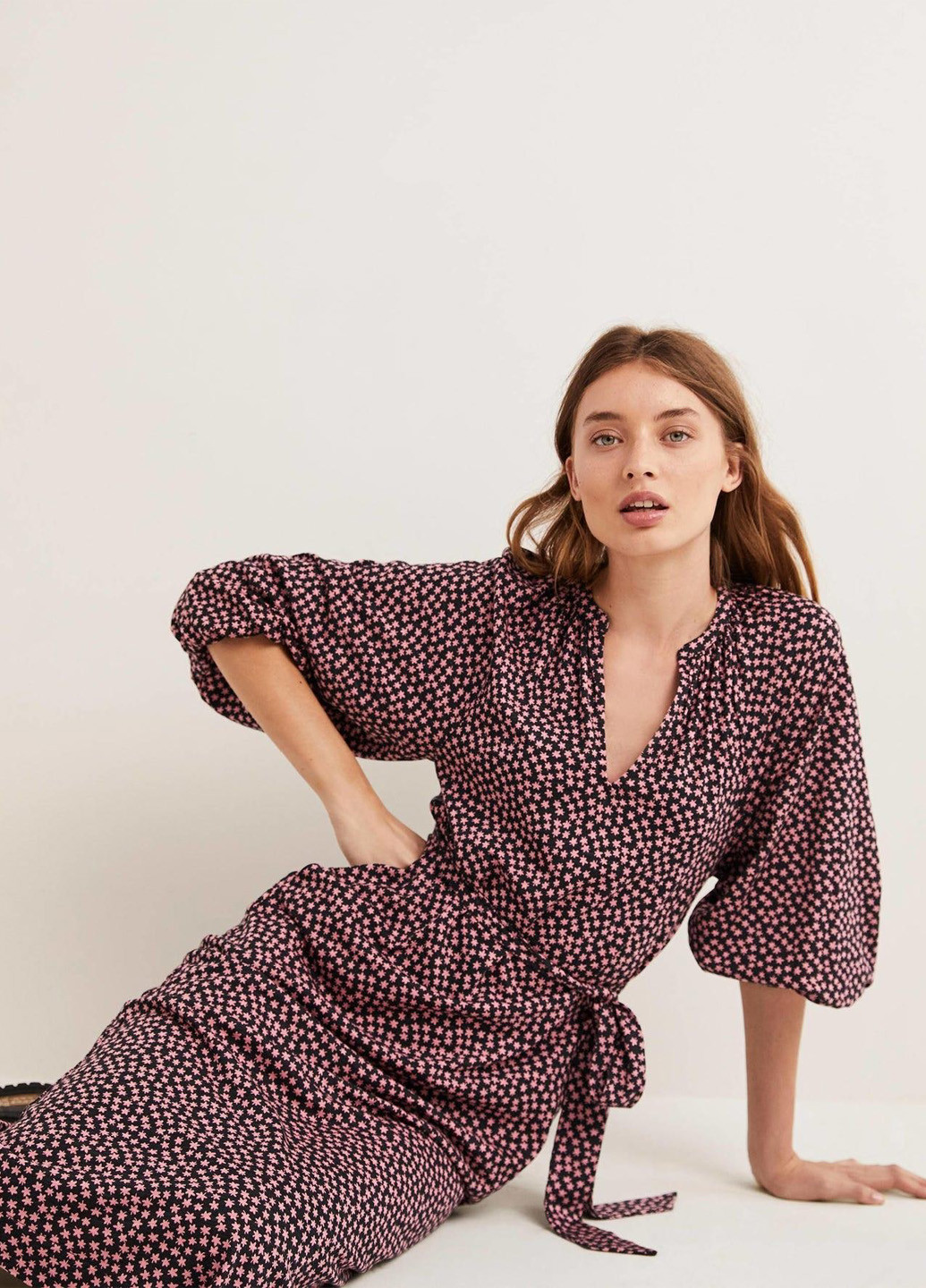 Комбинированное кэжуал платье а-силуэт Boden с цветочным принтом